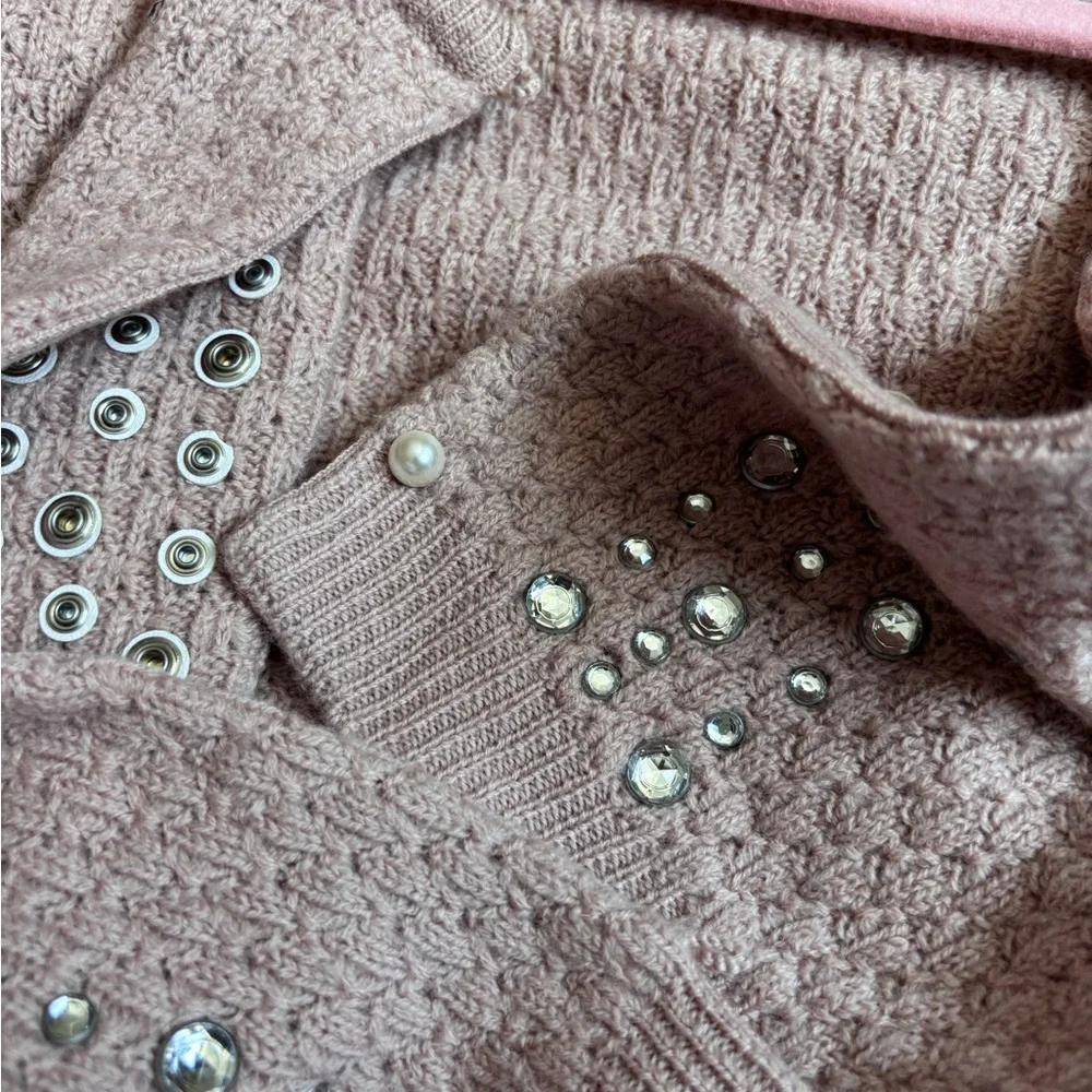 Marc Jacobs Dusty Rose Cropped Wool  Cardigan Embellished Small - Picture 13 of 13